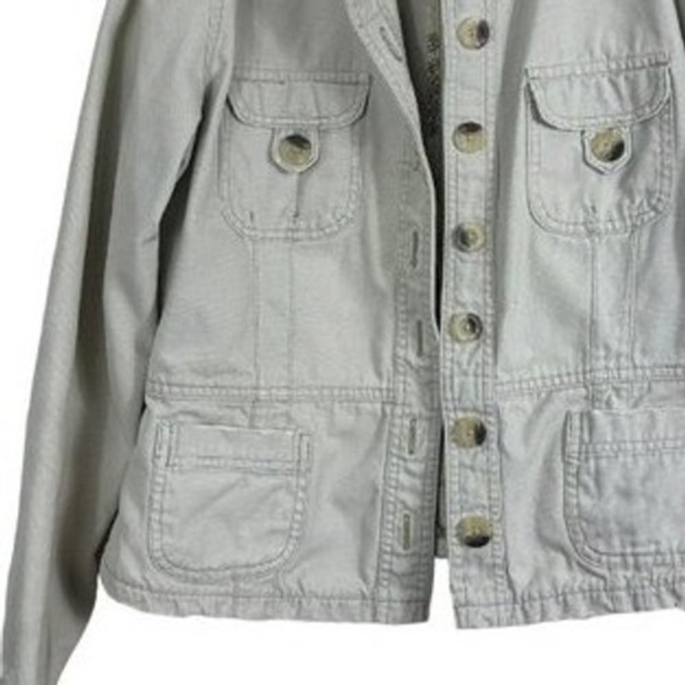 Jordache Juniors Large Beige Cotton Utility Jacket With Button Front & Multiple - Picture 3 of 15